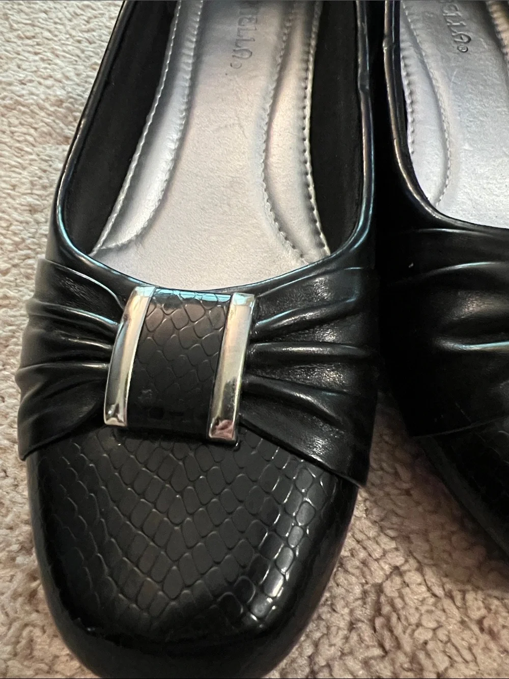 Black Women's Loafers with Silver Buckle by Marbella size 7